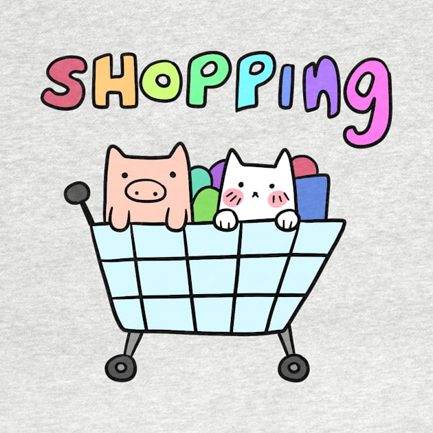 Cat and Pig Shopping Cart by saradaboru